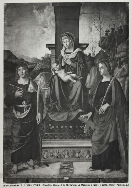 Alinari, Fratelli — Forlì - Emilia. Chiesa di S. Mercuriale. La Madonna in trono e Sante. (Marco Palmezzani.) — insieme